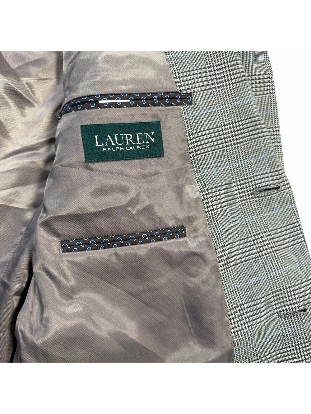 Lauren Ralph Lauren Men's Gray Glen Plaid Two-Button Blazer Sport Coat, Size 44R